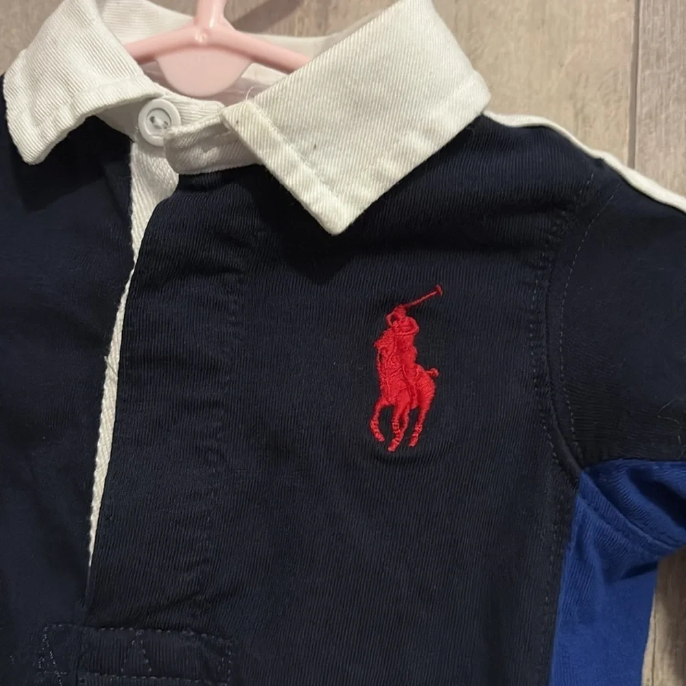 Polo Ralph Lauren Baby Blue Romper Size 3m Infant Elegant Fashion Wardrobe
